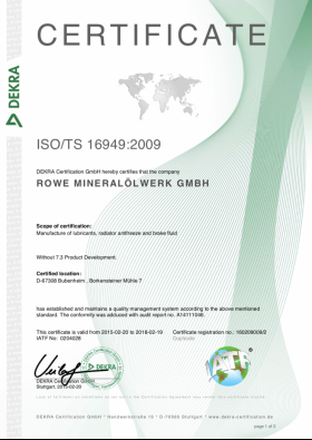 Certificate ISO-16949